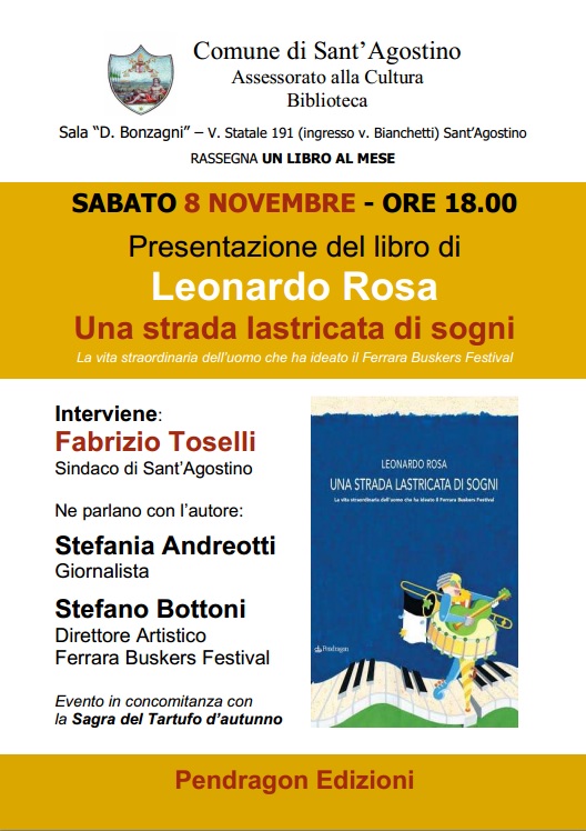 Sabato 8 Novembre presentazione del libro "Una strada lastricata di sogni"